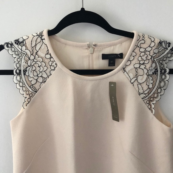 J.Crew lace trimmed champagne petite dress 2P - Picture 2 of 3